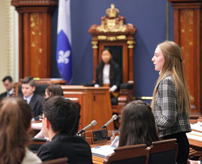 Parlement des jeunes : Élèves de secondaire 3 et 4